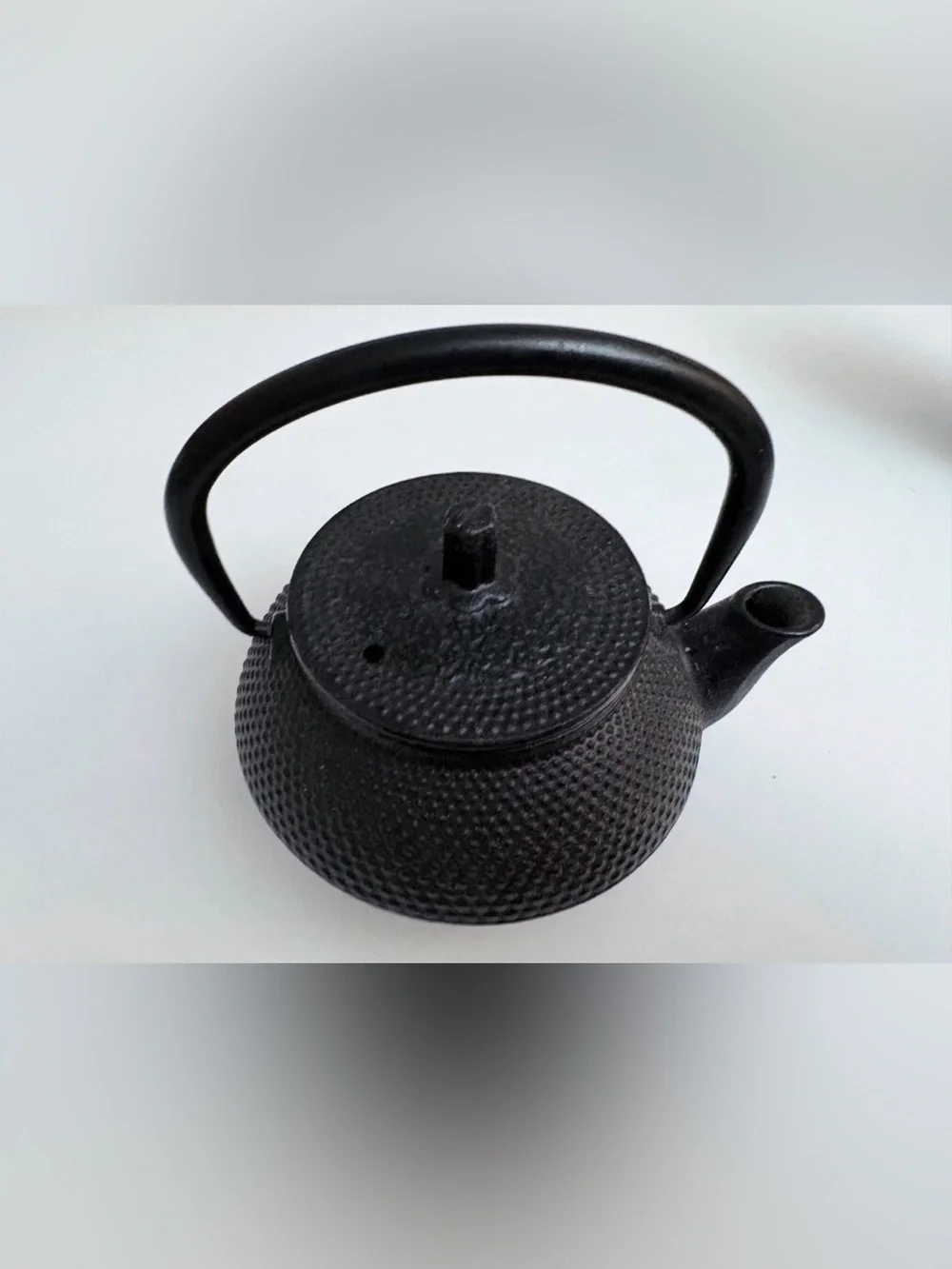 Small Black Hobnail Cast Iron & Enamel  Teapot W/strainer Japan Very Unique